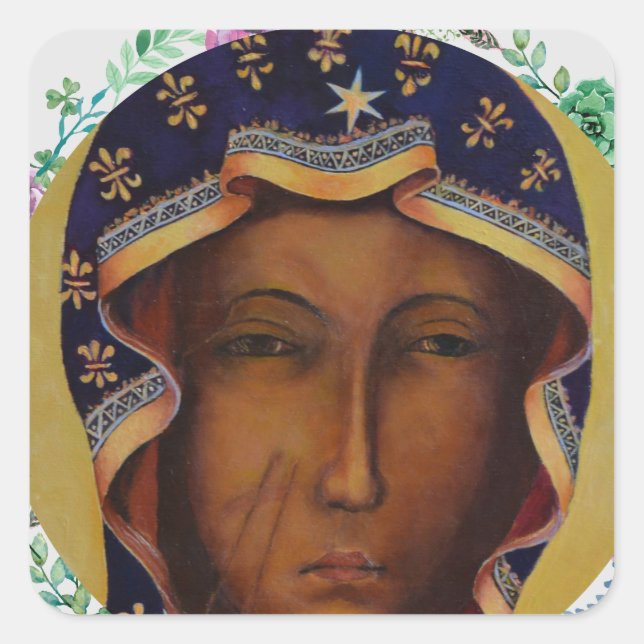 Polish Black Madonna Traditional Catholic gift Square Sticker (Front)