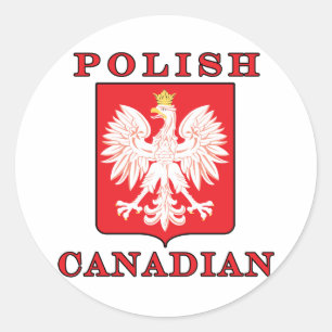 Polish Canadian Eagle Shield Classic Round Sticker