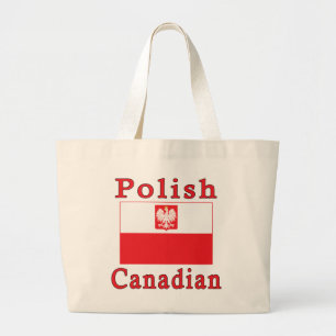 Polish Canadian Falcon Flag Large Tote Bag