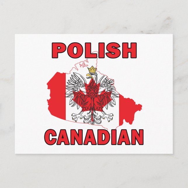 Polish Canadian Flag Canada Map Postcard (Front)