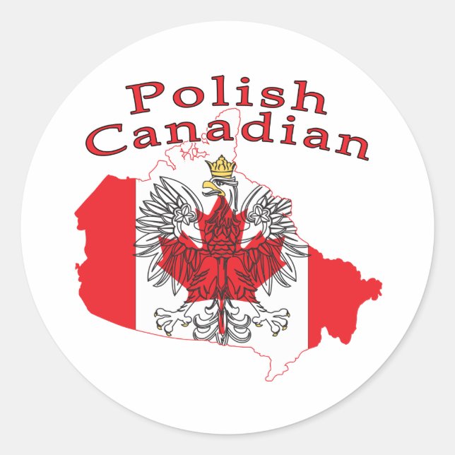 Polish Canadian Flag Map Classic Round Sticker (Front)