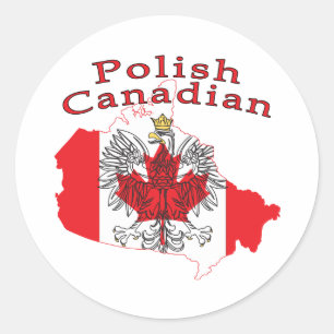 Polish Canadian Flag Map Classic Round Sticker