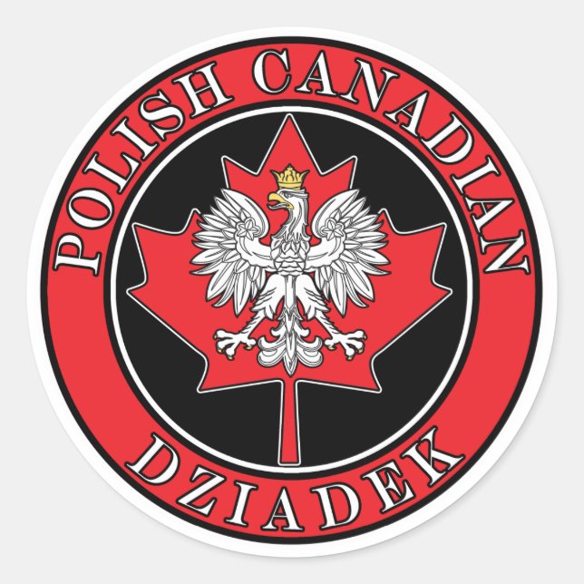 Polish Canadian Maple Leaf Dziadek Classic Round Sticker (Front)