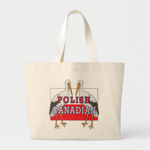 Polish Canadian Stork Large Tote Bag