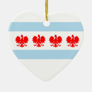 Polish Chicago Flag Ceramic Tree Decoration