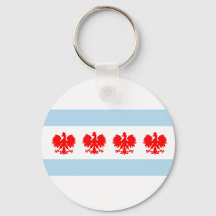 Polish Chicago Flag Key Ring
