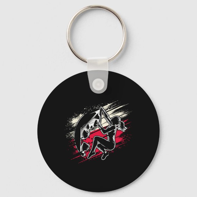 Polish Climber - Distressed Boulderer Climbing  Key Ring (Front)