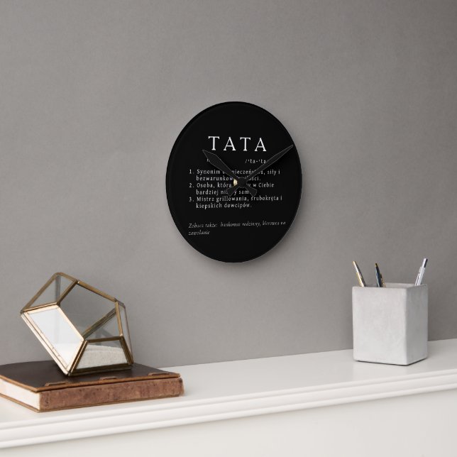 Polish Dad Gift - TATA Definition Black Round Clock (Office)