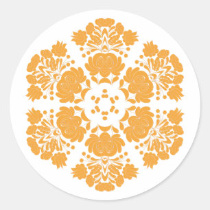 Polish design flowers classic round sticker