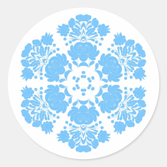 Polish design flowers classic round sticker (Front)