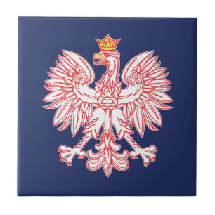 Polish Eagle Outlined In Red Ceramic Tile