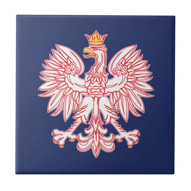 Polish Eagle Outlined In Red Ceramic Tile (Front)