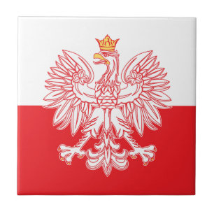Polish Eagle Outlined In Red Ceramic Tile