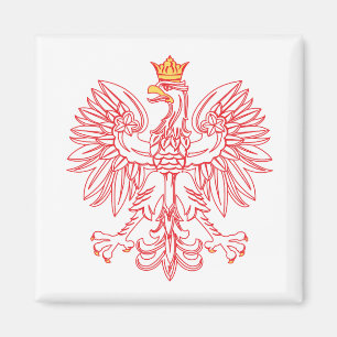Polish Eagle Outlined In Red Magnet