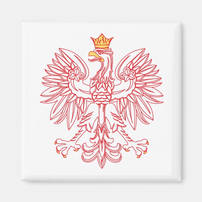 Polish Eagle Outlined In Red Magnet (Front)