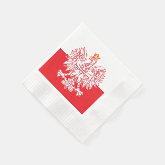 Polish Eagle Outlined In Red Napkin (Corner)