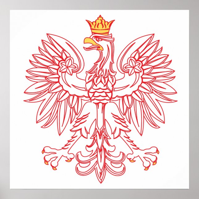Polish Eagle Outlined In Red Poster (Front)