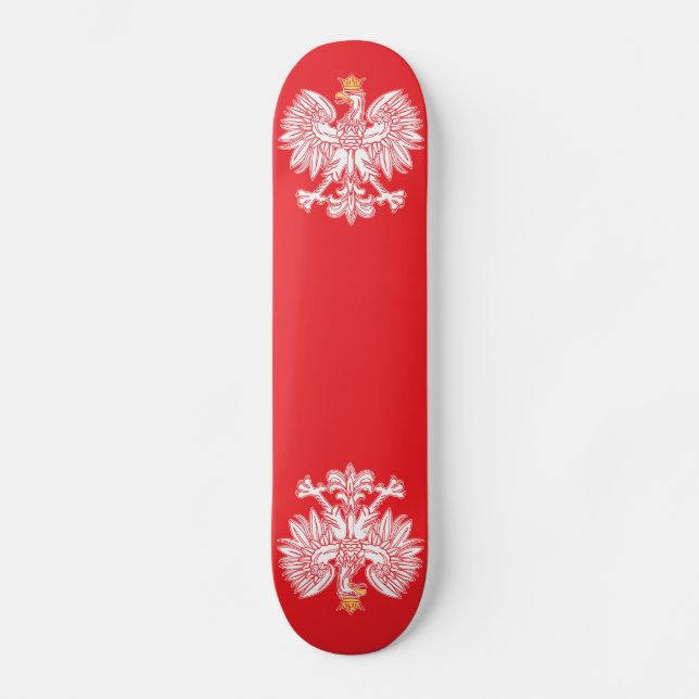 Polish Eagle Outlined In Red Skateboard (Front)