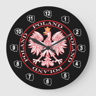 Polish Eagle Outlined In Red Wall Clock