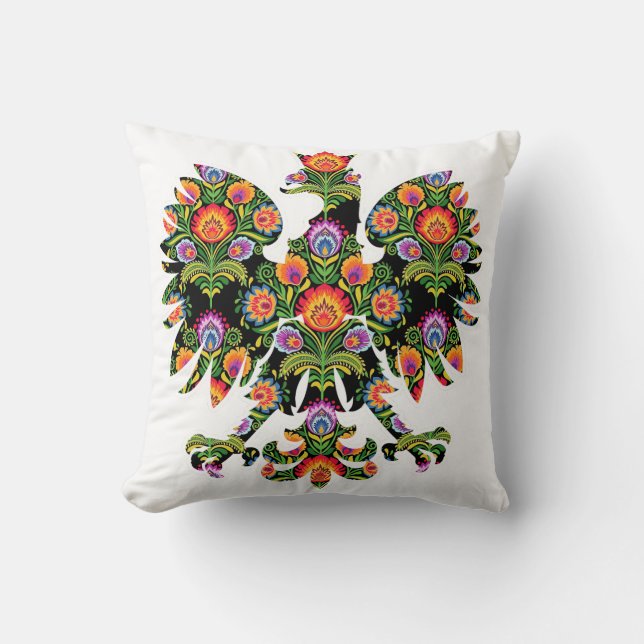 Polish Eagle Poland Wycinanki Emblem, Polish Folk Cushion (Front)