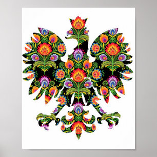 Polish Eagle Poland Wycinanki Emblem, Polish Folk Poster
