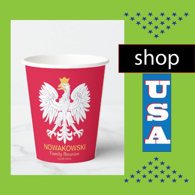 Polish Eagle 🦅 Polski Poland Crest Reunion Paper Cups (Creator Uploaded)