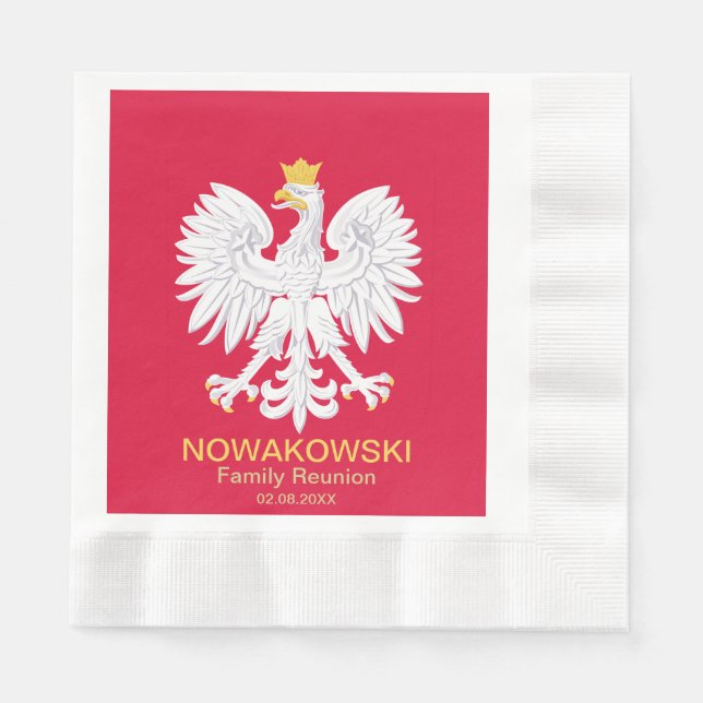  Polish Eagle 🦅 Polski Poland Red Crest Napkin (Front)