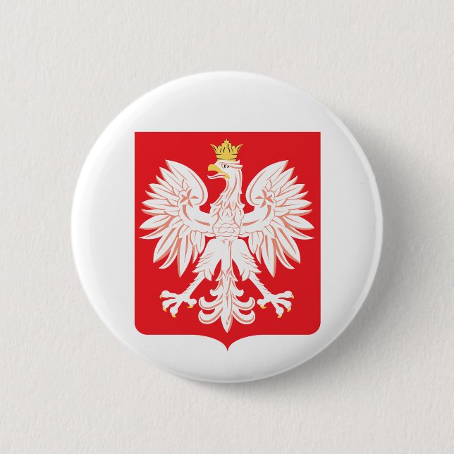 Polish Eagle Red Shield 6 Cm Round Badge (Front)