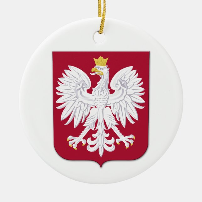 Polish Eagle Red Shield Ceramic Ornament (Front)