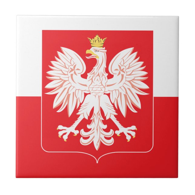 Polish Eagle Red Shield Ceramic Tile (Front)