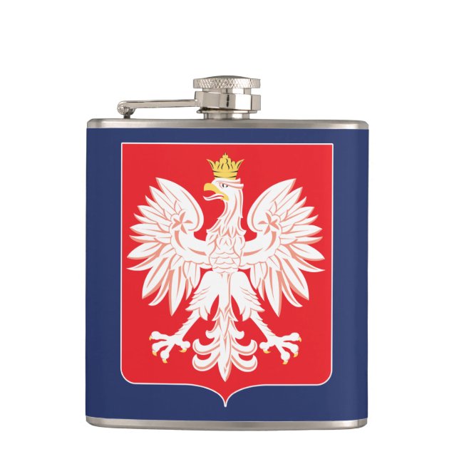 Polish Eagle Red Shield Hip Flask (Front)