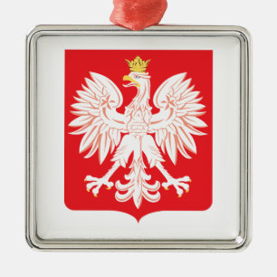 Polish Eagle Red Shield Metal Ornament