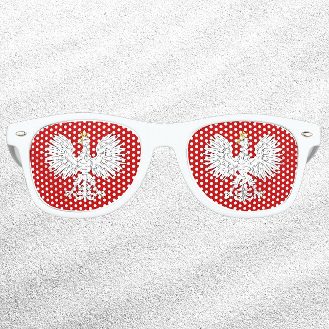 Polish Eagle Retro Sunglasses (Polish Eagle Retro Sunglasses with White Sand Background)