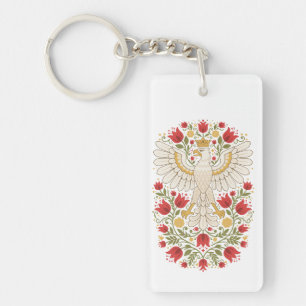 Polish Eagle Tulip Folk Art Key Ring