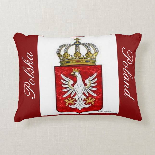 POLISH EAGLE WITH CROWN AND CREST DECORATIVE CUSHION (Front)