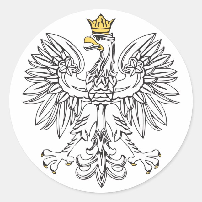 Polish Eagle With Gold Crown Classic Round Sticker (Front)
