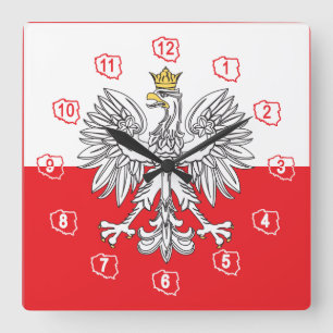 Polish Eagle With Gold Crown Flag Wall Clock