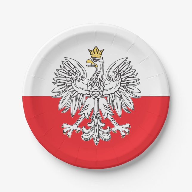 Polish Eagle With Gold Crown Paper Plate (Front)