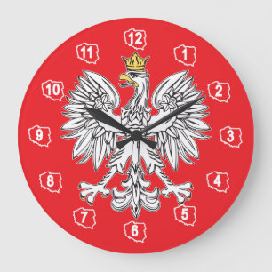 Polish Eagle With Gold Crown Wall Clock