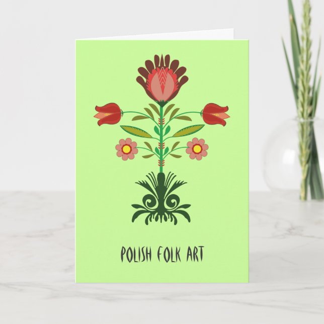 Polish Embroidery Flowers Pattern, Greeting Card (Front)