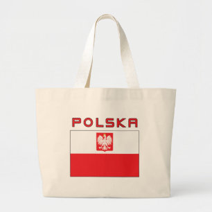 Polish Falcon Flag With Polska Large Tote Bag
