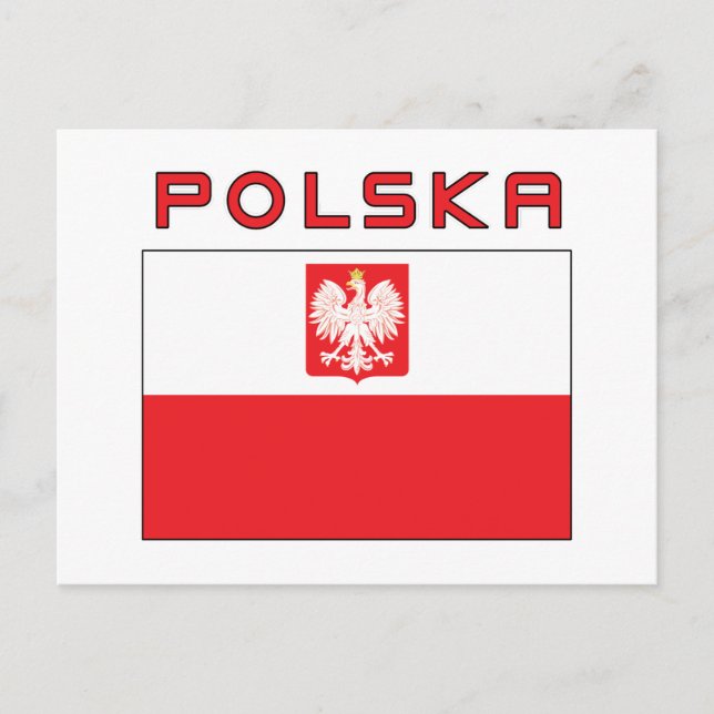 Polish Falcon Flag With Polska Postcard (Front)