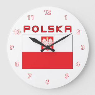 Polish Falcon Flag With Polska Wall Clock