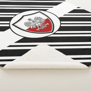 Polish flag-coat arms sherpa blanket