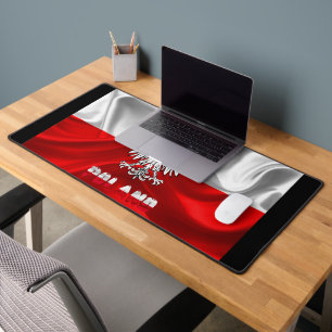 Polish flag-coat of arms desk mat