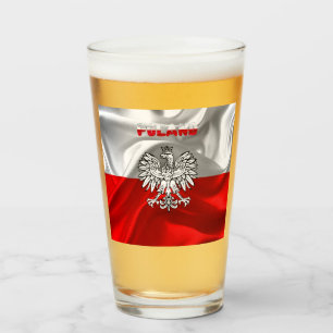 Polish flag-coat of arms glass