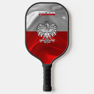 Polish flag-coat of arms pickleball paddle