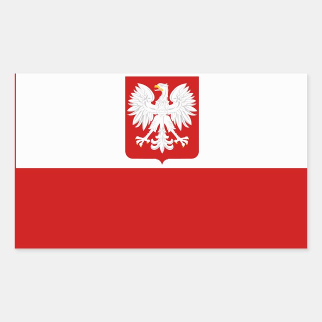 Polish Flag Coat of Arms Rectangular Sticker (Front)