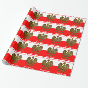 Polish Flag colours with Eagle Christmas Wrap Wrapping Paper