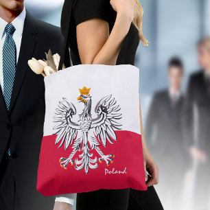 Polish flag & Eagle, Poland fashion /sports fans Tote Bag
